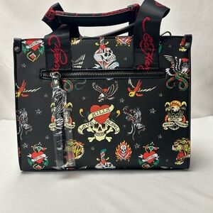 Ed Hardy Black Bag with Colorful Tattoo Art